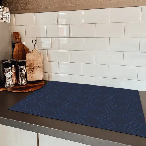 Hexagon - Patroon - Blauw Inductie beschermer vinyl 3mm klein 276 -sfeer3