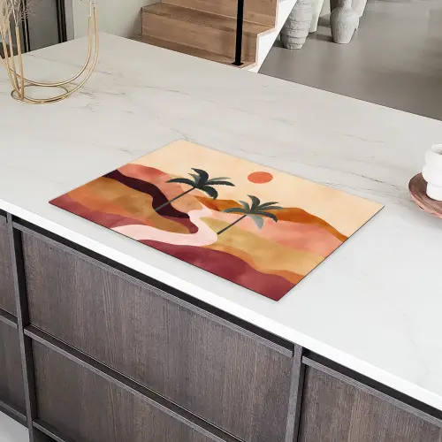 Heuvels - Palmbomen - Abstract Inductie beschermer vinyl 3mm klein -sfeer8
