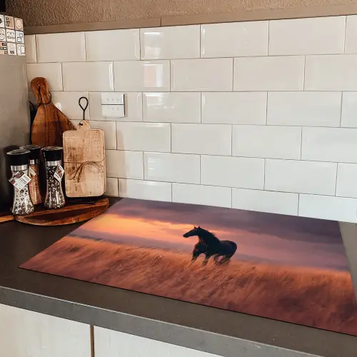 Paard - Wolken - Open veld Inductie beschermer vinyl 3mm klein -sfeer3
