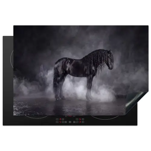 Paard - Magisch - Zwart Inductie beschermer vinyl 3mm klein -3d