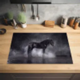 Paard - Magisch - Zwart Inductie beschermer vinyl 3mm klein -sfeer5