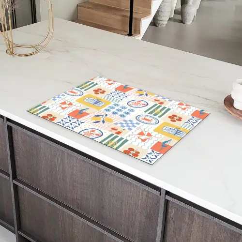 Zee - Sfeer - Mozaïek - Wijn Inductie beschermer vinyl 3mm klein 276 -sfeer8