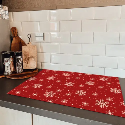 Illustratie - Sneeuwvlokken - Rood Inductie beschermer vinyl 3mm klein 276 -sfeer3