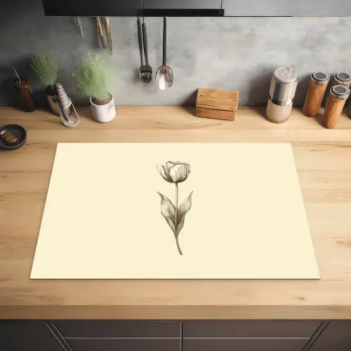 Illustratie - Tulp - Zwart Inductie beschermer vinyl 3mm klein -sfeer5