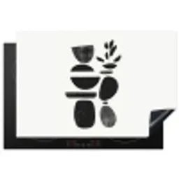 Japandi - Zwart - Abstract Inductie beschermer vinyl 3mm klein -3d