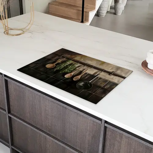 Keukengerei - Rustiek - Tegels - Kruiden Inductie beschermer vinyl 3mm klein -sfeer8