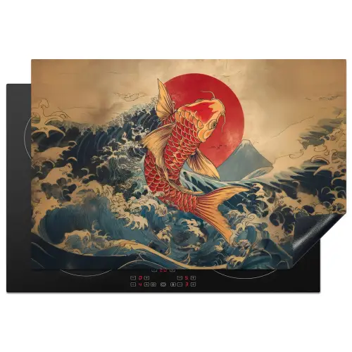 Koi - Zee - Golven - Zon Inductie beschermer vinyl 3mm klein -3d