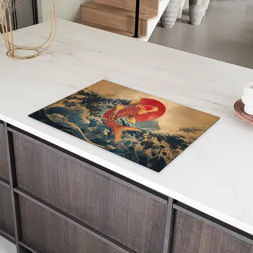 Koi - Zee - Golven - Zon Inductie beschermer vinyl 3mm klein -sfeer8