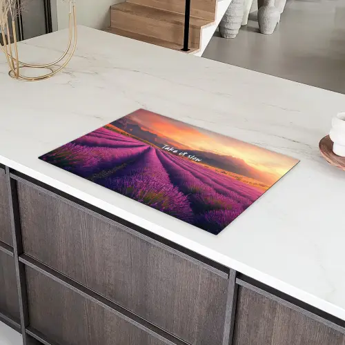 Lavendelveld - Quote - Zonsondergang Inductie beschermer vinyl 3mm klein -sfeer8