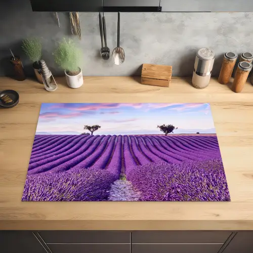 Lavendellijnenspel bij Schemerlicht Inductie beschermer vinyl 3mm klein -sfeer5