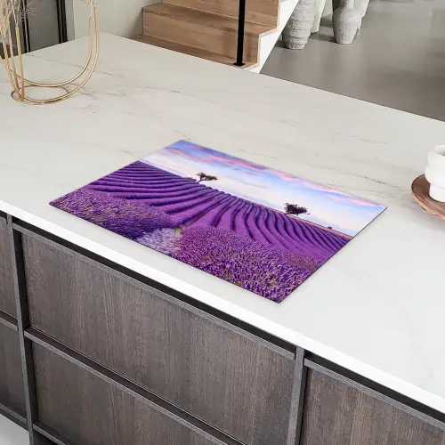 Lavendellijnenspel bij Schemerlicht Inductie beschermer vinyl 3mm klein -sfeer8