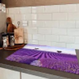 Lavendellijnenspel bij Schemerlicht Inductie beschermer vinyl 3mm klein -sfeer3