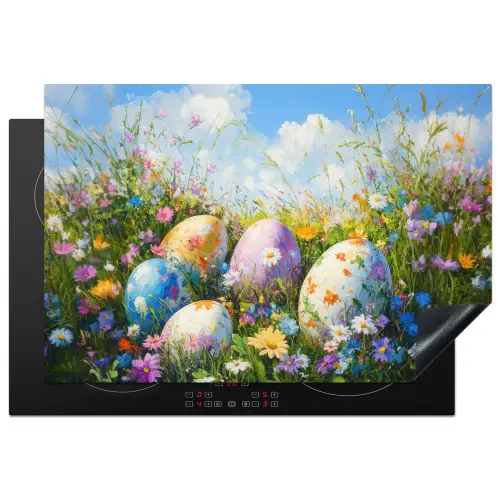 Grasveld - Eieren - Bloemen Inductie beschermer vinyl 3mm klein -3d