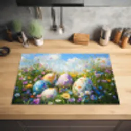 Grasveld - Eieren - Bloemen Inductie beschermer vinyl 3mm klein -sfeer5