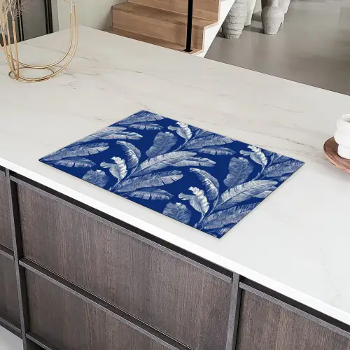 Blad - Palm - Blauw Inductie beschermer vinyl 3mm klein 276 -sfeer8