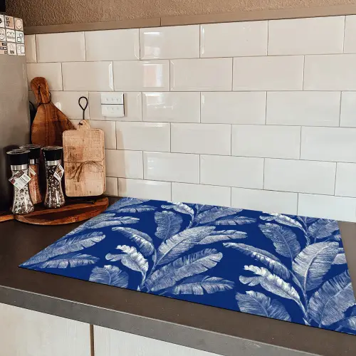 Blad - Palm - Blauw Inductie beschermer vinyl 3mm klein 276 -sfeer3