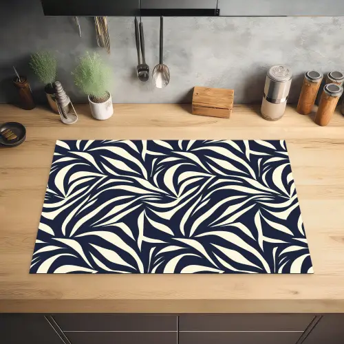 Bladvormen - Blauw - Patroon - Wit Inductie beschermer vinyl 3mm klein 276 -sfeer5