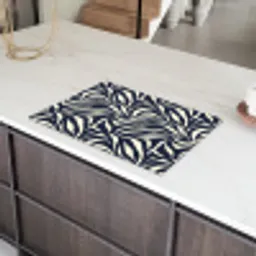 Bladvormen - Blauw - Patroon - Wit Inductie beschermer vinyl 3mm klein 276 -sfeer8