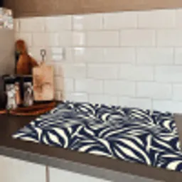 Bladvormen - Blauw - Patroon - Wit Inductie beschermer vinyl 3mm klein 276 -sfeer3