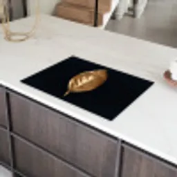 Bladeren - Chic - Goud - Planten - Zwart Inductie beschermer vinyl 3mm klein -sfeer8