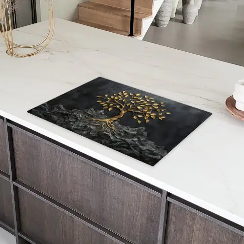 Bladeren - Goud - Boom - Rots Inductie beschermer vinyl 3mm klein -sfeer8