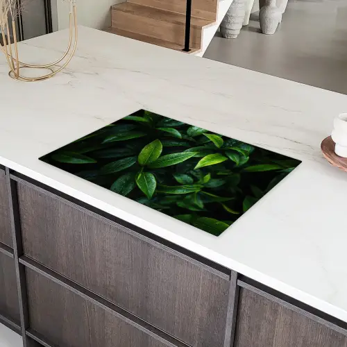 Bladeren - Regendruppels - Licht - Groen Inductie beschermer vinyl 3mm klein -sfeer8