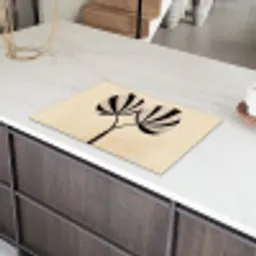 Bladeren - Gestreept - Stengel - Beige Inductie beschermer vinyl 3mm klein -sfeer8