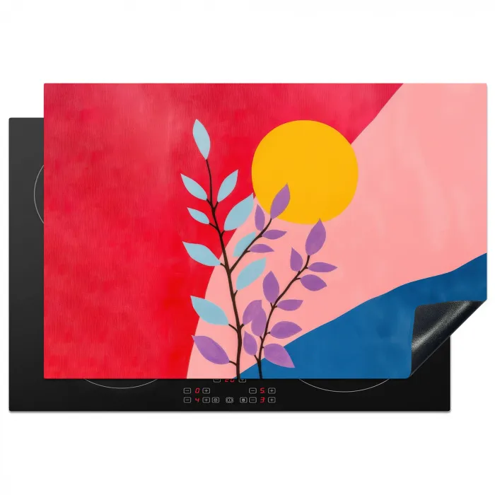 Bladeren - Zon - Abstracte vormen Inductie beschermer vinyl 3mm klein -3d
