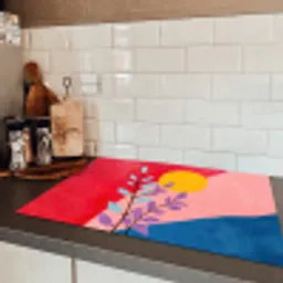 Bladeren - Zon - Abstracte vormen Inductie beschermer vinyl 3mm klein -sfeer3