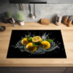 Citroen - Fruit - Geel - Zwart Inductie beschermer vinyl 3mm klein -sfeer5