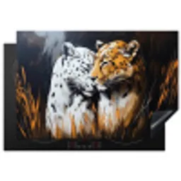 Luipaard - Oranje - Wit - Gras Inductie beschermer vinyl 3mm klein -3d