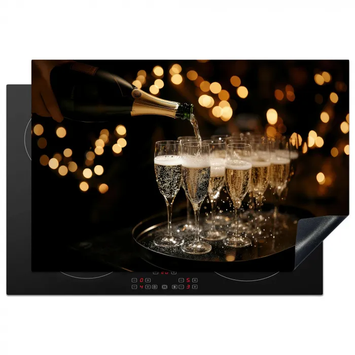 Lichtjes - Champagne - Dienblad - Glazen Inductie beschermer vinyl 3mm klein -3d