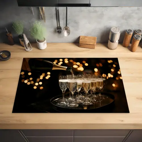 Lichtjes - Champagne - Dienblad - Glazen Inductie beschermer vinyl 3mm klein -sfeer5