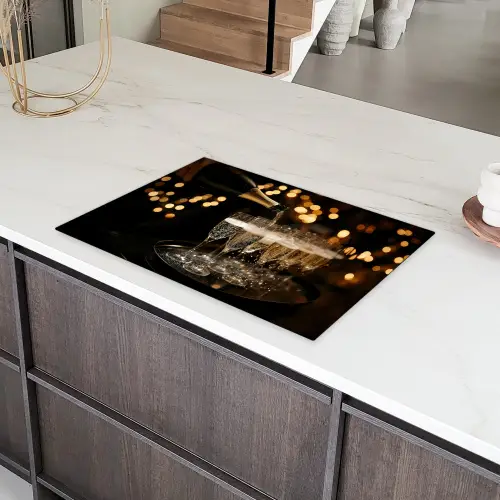 Lichtjes - Champagne - Dienblad - Glazen Inductie beschermer vinyl 3mm klein -sfeer8