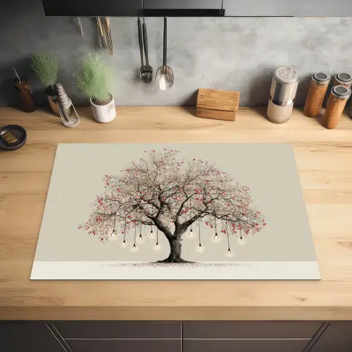 Lichtboom - Winter - Kerst - Meerkleurig Inductie beschermer vinyl 3mm klein -sfeer5