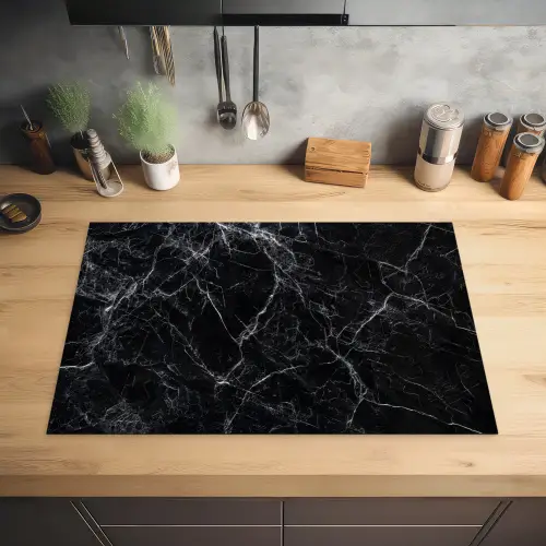 Bliksemschicht door Zwart Marmer Inductie beschermer vinyl 3mm klein -sfeer5
