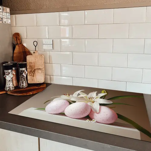 Lelies - Eieren - Pasen Inductie beschermer vinyl 3mm klein -sfeer3