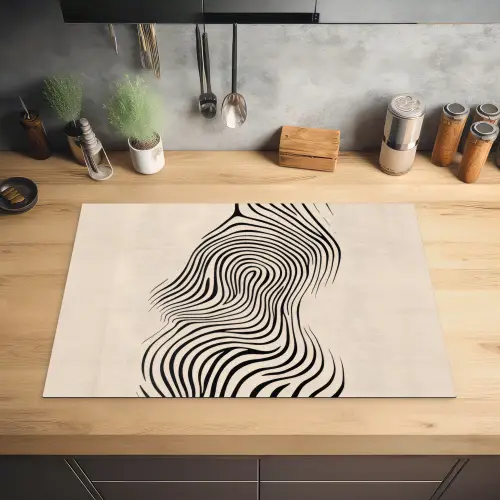 Lijnen - Abstract - Golvend - Zwart Inductie beschermer vinyl 3mm klein -sfeer5
