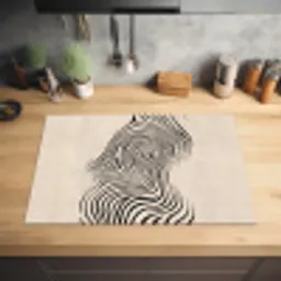 Lijnen - Abstract - Golvend - Zwart Inductie beschermer vinyl 3mm klein -sfeer5