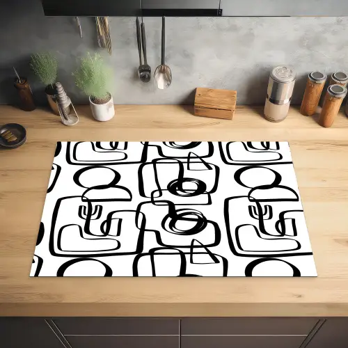 Lijnen - Zwart - Vorm - Abstract Inductie beschermer vinyl 3mm klein 276 -sfeer5