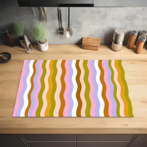 lijnen - Golven - Pastelkleuren - Patroon Inductie beschermer vinyl 3mm klein -sfeer5