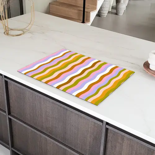 lijnen - Golven - Pastelkleuren - Patroon Inductie beschermer vinyl 3mm klein -sfeer8