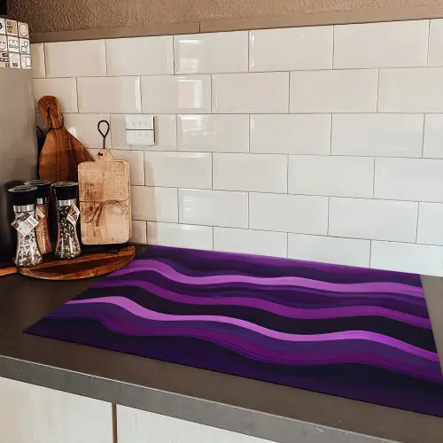 Lijnen - Golven - Paars - Abstract Inductie beschermer vinyl 3mm klein -sfeer3