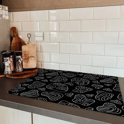 Lijnen - Wit - Zwart Inductie beschermer vinyl 3mm klein 276 -sfeer3