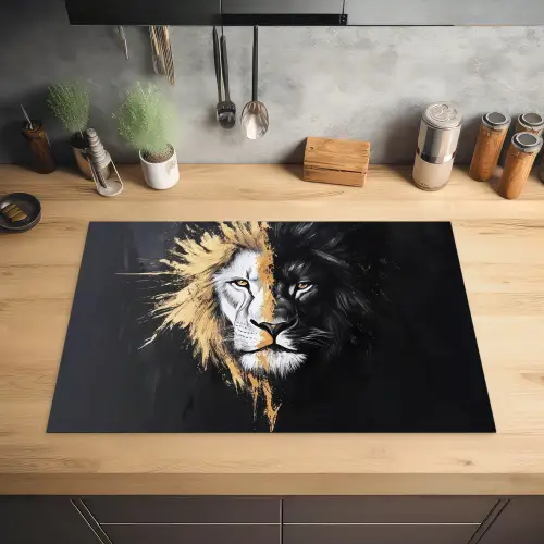 Leeuw - Gesplitst - Zwart - Lijn Inductie beschermer vinyl 3mm klein -sfeer5