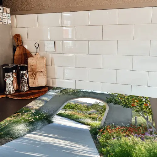 Doorkijk - Pad - Beton - Landschap Inductie beschermer vinyl 3mm middel -sfeer3