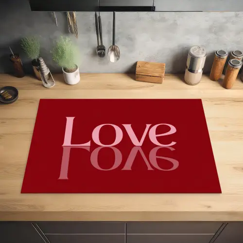 Love - Spiegeling - Rood Inductie beschermer vinyl 3mm klein -sfeer5
