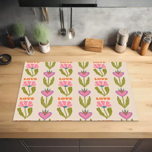 Love - Patroon - Bloemen - Hartjes Inductie beschermer vinyl 3mm klein 276 -sfeer5