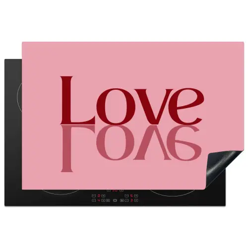 Love - Roze - Spiegeling Inductie beschermer vinyl 3mm klein -3d