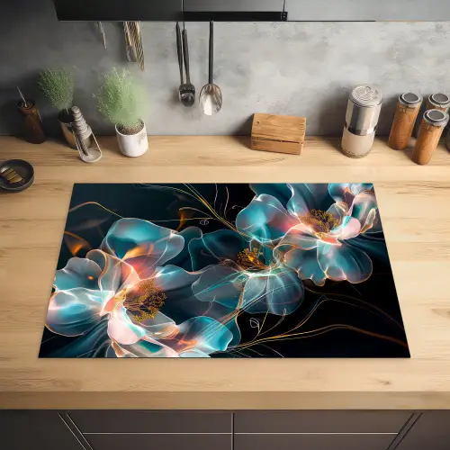 Lichtgevende Flora in de Nacht Inductie beschermer vinyl 3mm klein -sfeer5